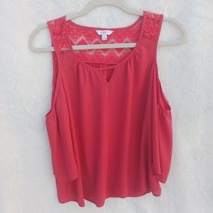 Candie's Coral Cold Shoulder Top Size Medium